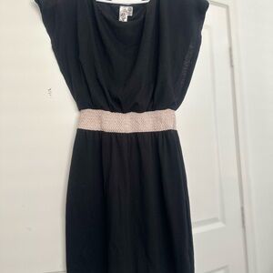 Elegant Black Dress with Cream Accent
